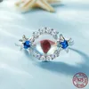 Anelli a grappolo Disiniya Argento sterling 925 Abbagliante Anello rotondo con pietra di luna Stelle marine Finger Pave Impostazione CZ Per le donne Gioielleria raffinata BSR446