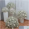 Dekoracyjne kwiaty wieńce 80/70/60/50/40 cm Biała dziecko oddech Rose Artificial Flower Ball Wedding Table Centerpiece Deco Gypsophil DH3IN