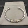 DY bracelet designer cable fashion jewelry women men silver Pearl head cross Bracelet open cuff dy jewelry man christmas gift 240228