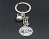 10pcBarbell Keychain Gym keep fitness Sport Kettle Bell And Strong Is Beautiful Charm body building Key Ring For Men Women3545335