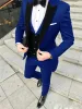 Dräkter Royal Blue Blazer Pants Black Vest Business Suits kausala kostymer brudgummen Tuxedos för bröllop Terno Masculino Costume Homme 3PCS
