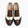 Casual Shoes Four Seasons äkta läder svart vit sapato kvinnor oxford fritid derby platt vingspets