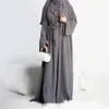 Abbigliamento etnico 2 pezzi Abaya Set Ramadan Eid Donna musulmana islamica Abiti coordinati Kimono Abito senza maniche Dubai Plain Modest Wear