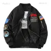 NASA 가을 비행 재킷 코트 블랙 그린 폭격기 MA1 남자 재킷 자수 야구 지퍼 작업 복장 칼라 기능 U20