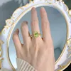 Rulalei Original Wedding Rings Elegant Fine Jewelry Stunning Solitaire Pure 100% 925 Sterling Silver Cushion Shape Olive Moissanite Diamond Party Women Bridal Ring