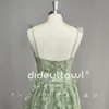 DIDEYTTAWL Real Pos 3D Butterflies Sage Green Tulle Prom Dress 2024 Sweetheart A Line High Slit Fairy Evening Gown 240227