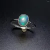 Klusterringar Simple 925 Silver Opal Ring 6mm 8mm Natural Soild Sterling Jewelry