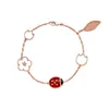 Ontwerper Sieraden Luxe Armband VanCA Lucky Clover Vijf Bloem Ster Lieveheersbeestje Vrouwelijke 18K Rose Goud Witte Fritillaria Rode Jade Merg