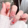 Falsche Nägel 24 stücke Farbverlauf Künstliche Drücken Sie Mit Kleber Lange Sarg Gefälschte Schöne Mädchen Nail Art Ballerina Tipps