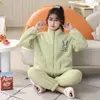 Dames Nachtkleding 2024 Koraal Fluwelen Hoge Hals Pyjama Herfst Winter Opstaande Kraag Warme Rits Verdikte Fleece Loungewear Set