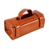 Cosmetic Bags & Cases Brown PU Leather Men's Pouch Fashion Waterproof Shaving Brush Razor Travel Toiletry Bag2595