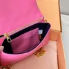 Cou Handtasche mit Kette, Umhängetasche, Damen, echtes Leder, Umhängetasche, Messenger-Geldbörse mit Klappe, klassischer Druck, Innentasche mit Reißverschluss, Rindsleder, hochwertige Clutch