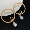 Luxury Designer Hoop Huggie Earrings Womens 18k Gold Diamond lettering White Resin Pendant Earrings Womens party Gift jewelry nice