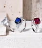 Cluster Rings GEM39S BALLET 925 Sterling Silver Gemstone Ring Cushion Lab Ruby Threestone Engagement For Women Wedding Fine Je1017281