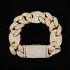 20mm Iced Cuban Oval Link Diamond Bracelet 14K White Gold Plated Cubic Zirconia Jewelry 7inch 8inch 9inch Mariner Cuban Link Chain237m