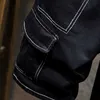 Мужские шорты Летние мужские черные джинсовые шорты с несколькими карманами и прямыми карманами, повседневные модные мужские шорты-карго J240228