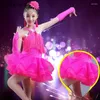 Stadiumkleding Meisjes Kwastje Heldere Diamant Danswedstrijd Kleding Latin Dansrok voor kinderen