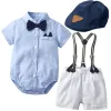 Chapeaux vêtements robeper ensembles pour bébé garçon avec arc chapeau gentleman à rayures SUMPRE SUMPLE avec bandage pour enfants bodys de bodys