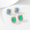 Dangle Earrings Micro Pave Zircon Square Ear Studs 925 Silver Needle Statement Crystal Stud Earings Jewelry for Women