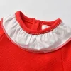 Setler 2022 Bebek Örgü Hatalarla Şapkalar Yenidoğan Örgü Tek Parça Tulum Bebek Kırmızı Örgü Bodysuit Bebek Kızlar Örgü Romper