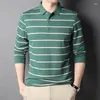 Men's Polos 2024 Wide Stripe Cotton Long Sleeve Mens Polo Shirts High Quality Spring And Autumn Business Casual Male Tops 3XL