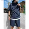 Men's Tracksuits New Mens Summer Athletic Suit 2Pcs Set Hoodie Zipper Matching Shorts Solid Goods Plus Size Casual Set 4XL Mens Clothing Q240228