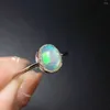 Klusterringar Simple 925 Silver Opal Ring 6mm 8mm Natural Soild Sterling Jewelry