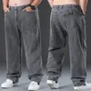 Rechte Baggy Jeansbroek Heren Casual Wijde Pijpen Klassiek Duurzaam Werkkleding Grijze Denim Broek Grote maat Kleding Heren 240228