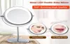 Joli cadre en métal rond rotatif à 360 degrés miroirs de maquillage LED Table de bureau miroir de maquillage double face miroir grossissant 6 pouces 7 pouces8472247