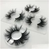 Falska ögonfransar 3D Mink Eyelash 25mm 5D Natural False Eyelashes Big Volumn Luxury Makeup Dramatiska fransar Drop Delivery Health Beauty M Dhmad