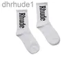 Rhude Sock Men Designer Socks Women Luksusowa wysokiej jakości czysta bawełniana dezodoryzacja dezodoryzacja pochłanianie potu Let In Air pończochy moda popularne czarne skarpetki sportowe