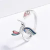 Anéis de cluster lindo anel para moda feminina forma de beija-flor feito à mão esmalte jóias abertura festa ajustável