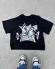 T-shirts pour hommes Harajuku Y2k American Street Devil Lettre Imprimer T-shirt surdimensionné à manches courtes Femmes Mode Niche Polyvalent Casual Top