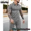 Survêtements pour hommes Mens Summer Houndstooth Polo Shirt Shorts Set Vintage Survêtement Casual T-shirt Costume Mâle Mode Vêtements Streetwear Tenues 230311 Q240228