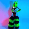 Stage Wear Fluorescent Colors Bodysuit Cake Legs Cover Tech Style Cosplay Rave Outfit Women Gogo Costume Performance XS7495
