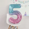 Nuevo Nuevo 40 pulgadas Número grande Globos de aluminio Lindo cielo estrellado Color degradado Globo digital Sirena Decoración de fiesta de cumpleaños Juguetes para niños