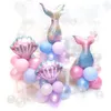 Nuovo nuovo kit ghirlanda Palloncini con conchiglia blu viola Set arco per palloncini con sirenetta Regali per feste di compleanno per baby shower