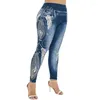 Frauen Leggings Frauen Hohe Taille Hosen Jeans 3D Gedruckt Abnehmen Tragen Dame Mode Jean Femme Hose