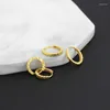 Hoop Earrings Arrival Pure Au750 18K White Rose Yellow Gold Earring Women Circle 9mmDia Carved Full Star Small