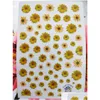 ステッカーデカールネイルヒマワリ3D釘のための小さな新鮮な黄色い花のステッカーホイルアートデコレーションマニキュアアクセサリードロップ配達otpxe
