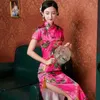 Vintage ince Çin geleneksel Cheongsam Kısa Kollu Olumlu Elbise Kadınlar Uzun Qipao Elbise 5xl Çeşitli Renk 240220