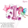 New New 8Pcs/Set Pink Fairy Foil Ballon 40Inch Number Balloon Confetti Globos For Baby Kids Girl Birthday Party Decoration Supplies