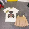 Und Mädchen Rock Designer Tops Baby Set bedrucktes T -Shirt Plaid Rock Baumwollmischmaterial