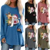 Kvinnors T -skjortor Alla hjärtans dag för män Fashion Loose Round Neck 3d Christmas Fleeced Foded Long Sleeve Women Fit Tunic