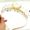 Haarspangen, luxuriöse natürliche Kristall-Hexe-Krone, Accessoires, goldfarben, Mond-Tiaras, Braut-Stirnband, handgefertigte Kopfbedeckung, einzigartiger Schmuck, Geschenk