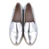 Freizeitschuhe Golden Silver Loafers Damen Frühling/Herbst Handgemacht Oxford Single Round Head Echtleder Slip-On Flats