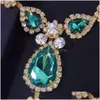 Other Green Gem Y Nipple Jewellery Non Piercing Jewelry Chain Necklace Crystal Chest Body For Women Lingerie Rave Festival Drop Deliv Dhog1