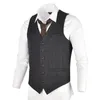 Voboom Wool Tweed Mens Waistcoat SingleBreasted Herringbone Slim Fitted Suit Vests 007 240228