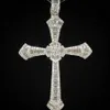 Vintage Big Male Cross colgante collar de plata de ley 925 5A zircon Cz fiesta boda Cruz colgante para hombres joyería de lujo 277O