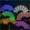 Décoration de fête 13 pouces lumineux pliant Rave Fan LED Play Colorf Hand Held Abanico Fans pour Dance Neon Dj Night Club Drop Livraison Dhvtl